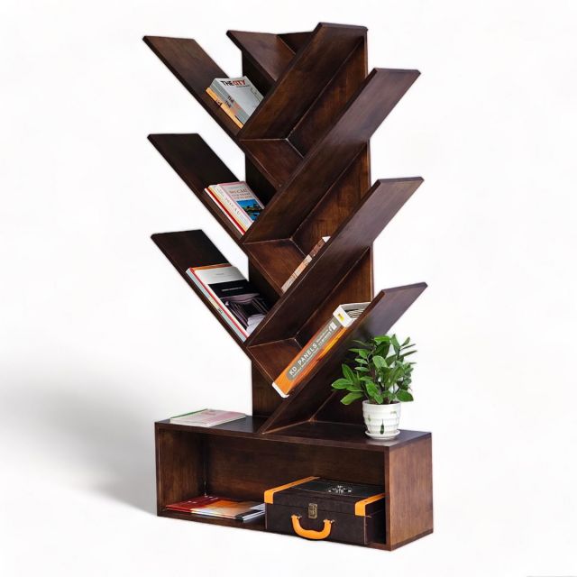 Kệ sách hình cây 85x27x150cm gỗ cao su KS68217 Kệ sách hình cây 85x27x150cm gỗ cao su KS68217