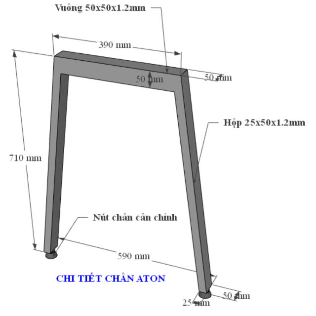 HBAT003 - Bàn làm việc 140x60 Aton Concept chân sắt lắp ráp