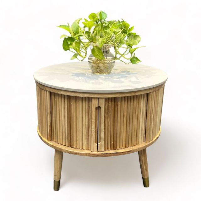 Bàn sofa tròn gỗ Ash cửa lùa mặt đá gỗ tần bì TT68259 Bàn sofa tròn gỗ Ash cửa lùa mặt đá gỗ tần bì TT68259