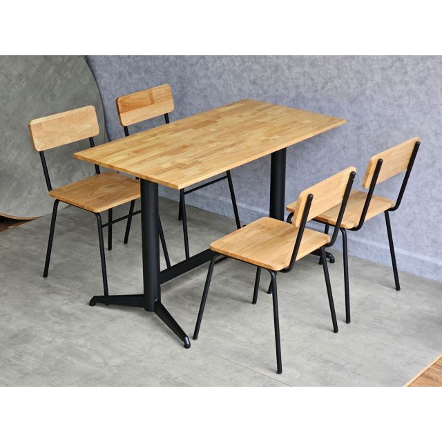 Combo bộ bàn quán ăn/nhà hàng 120x60cm và 4 ghế chân sắt CBCF292