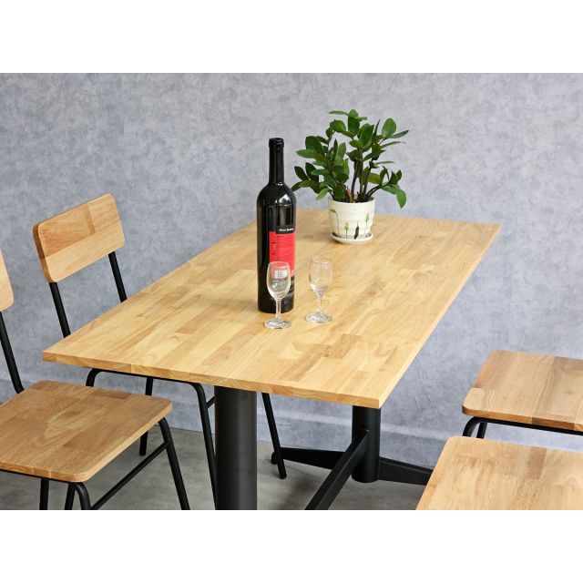 Combo bộ bàn quán ăn/nhà hàng 120x60cm và 4 ghế chân sắt CBCF292