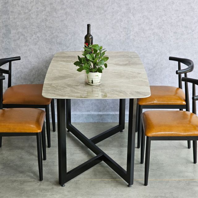 Bộ bàn ăn chữ nhật 140x80cm mặt đá ceramic và 4 ghế ăn CBBA123