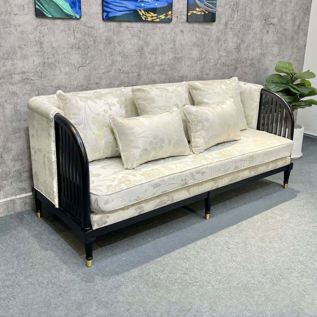 Ghế sofa băng khung gỗ INDOCHI 200x72x79cm vải họa tiết SFB68075