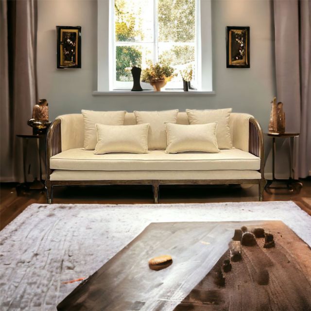 Ghế sofa băng khung gỗ INDOCHI 200x72x79cm vải họa tiết SFB68075