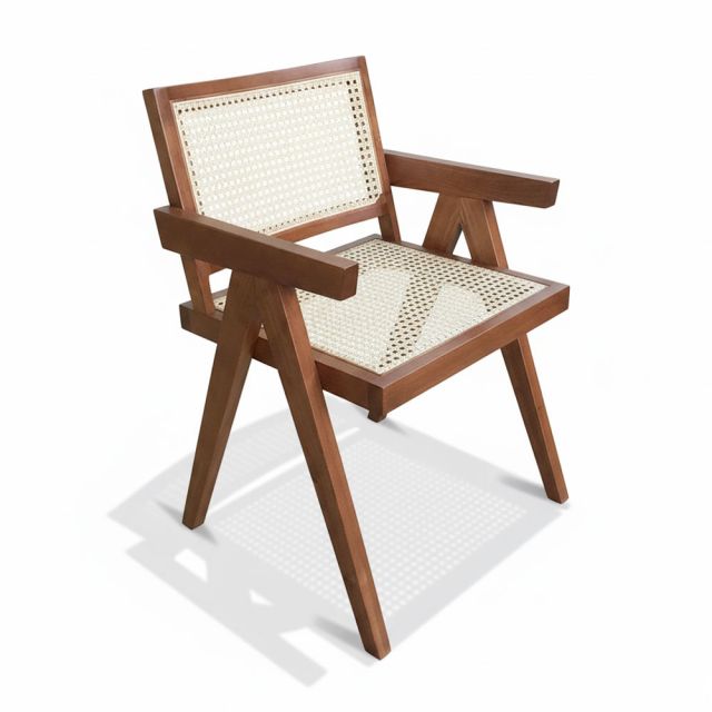 Ghế V-Leg có tay gỗ tần bì lưới mây đan mắt cáo GCF166 Ghế V-Leg có tay gỗ tần bì lưới mây đan mắt cáo GCF166