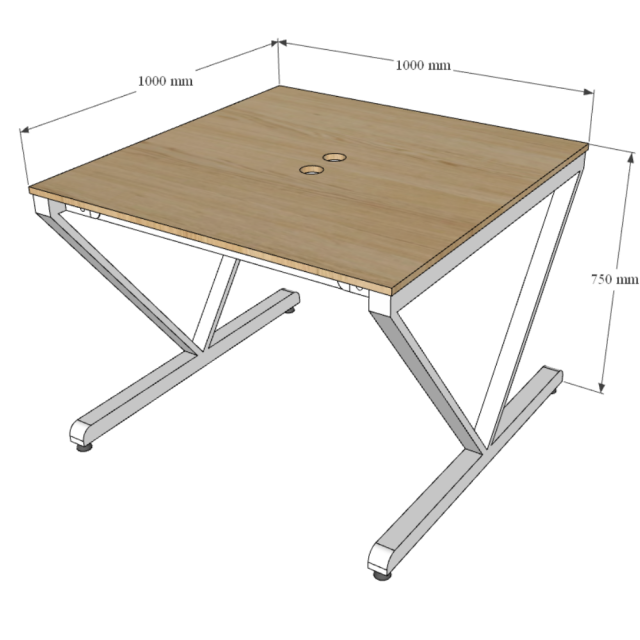Bàn cụm 2 100x100cm gỗ Plywood phủ melamin chân sắt Vconcept HBVC022