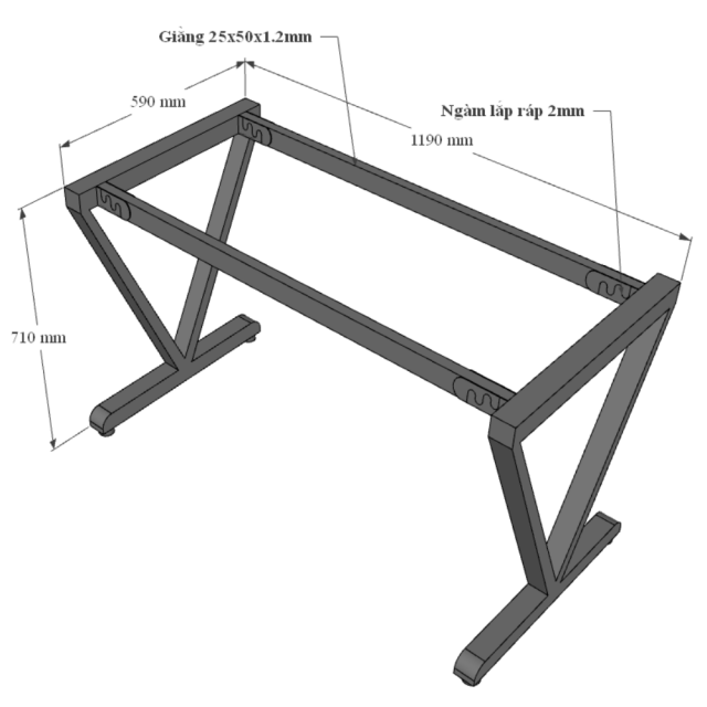 HBVC002 - Bàn làm việc 120x60 VConcept chân sắt lắp ráp