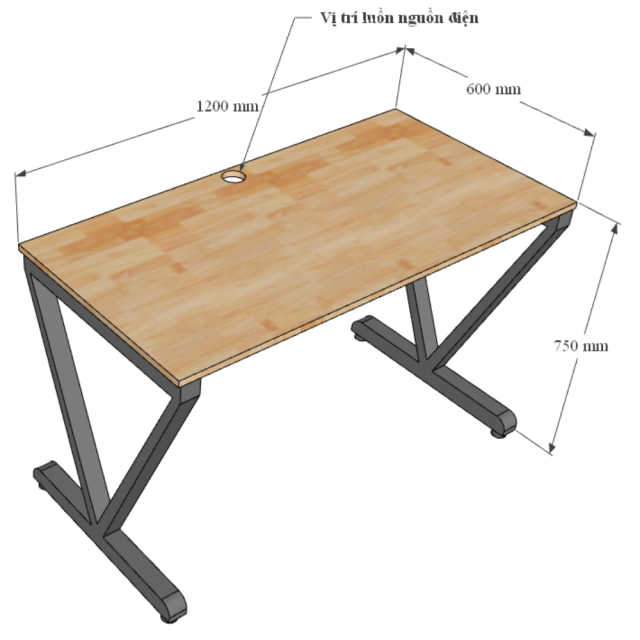 HBVC002 - Bàn làm việc 120x60 VConcept chân sắt lắp ráp