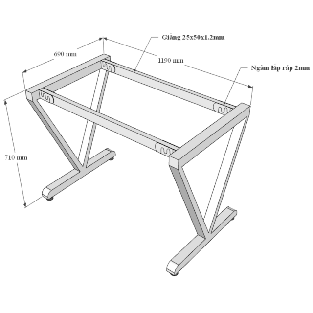 HBVC004 - Bàn làm việc 120x70 VConcept chân sắt lắp ráp
