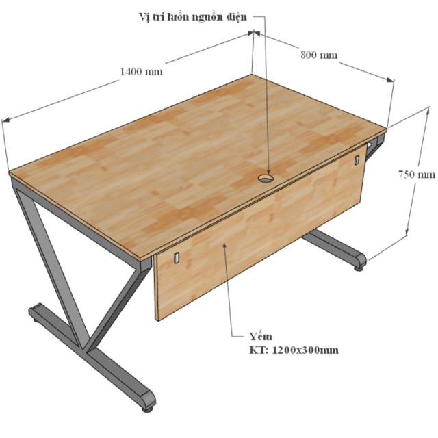 Bàn làm việc 140x80 VConcept chân sắt lắp ráp