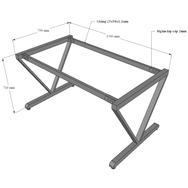 HBVC007 - Bàn làm việc 160x80 VConcept chân sắt lắp ráp