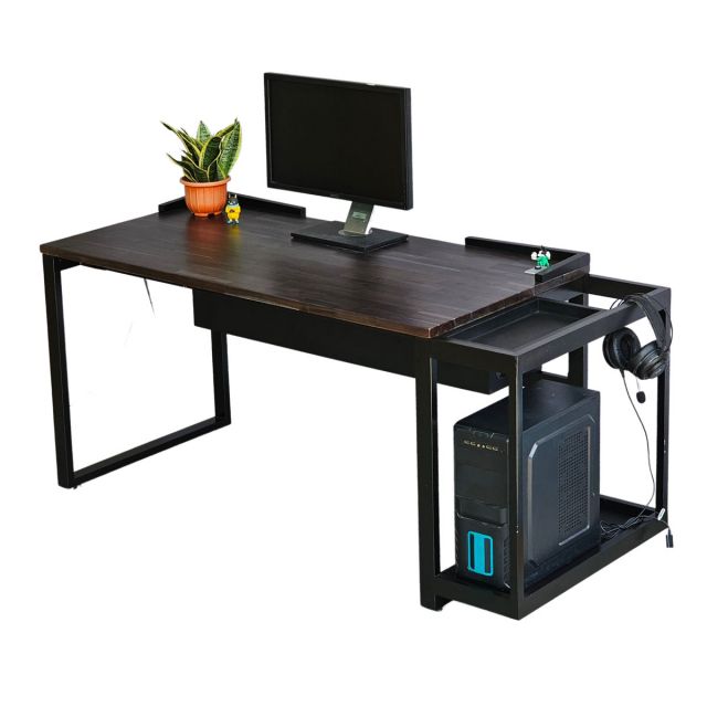 Bàn máy tính có giá để loa 160x70cm gỗ tràm chân sắt lắp ráp COD68057 Bàn máy tính có giá để loa 160x70cm gỗ tràm chân sắt lắp ráp COD68057