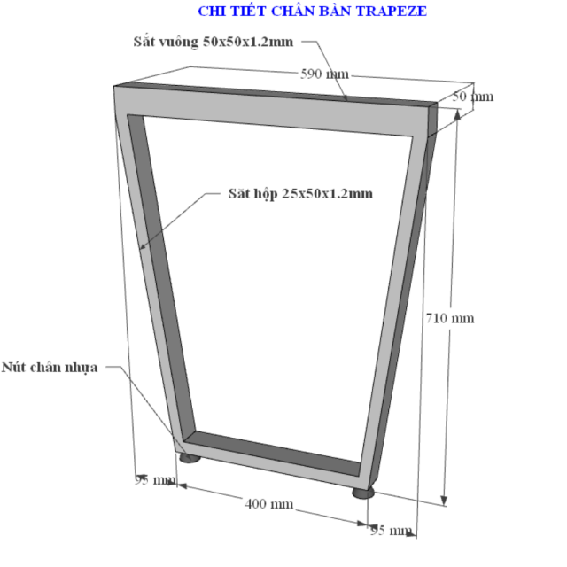 Bàn làm việc 100x60cm Trapeze Concept lắp ráp HBTC001