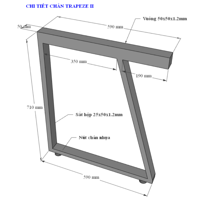 HBTH001 - Bàn làm việc 100x60 Trapeze II Concept lắp ráp