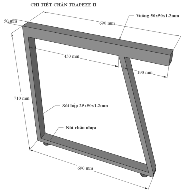 HBTH005 - Bàn làm việc 140x70 Trapeze II Concept lắp ráp