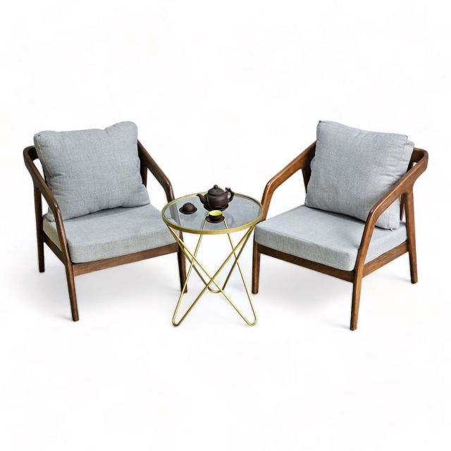 Combo bàn sofa tròn và 2 ghế sofa khung gỗ Ash vải canvas CBSF68034 Combo bàn sofa tròn và 2 ghế sofa khung gỗ Ash vải canvas CBSF68034