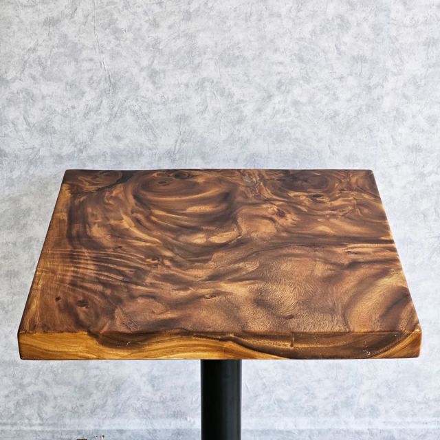 Bàn cafe vuông 60x60cm gỗ me tây dày 5 cm chân gang đúc CFD68198