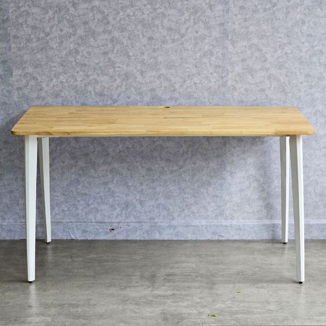 Bàn làm việc lắp ráp 140x60cm gỗ cao su chân sắt đa giác HBDG004
