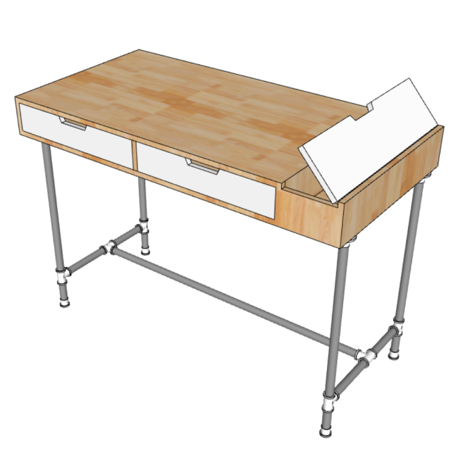 Bàn Làm Việc Chân Sắt Ống Ren Lắp Ráp TK306