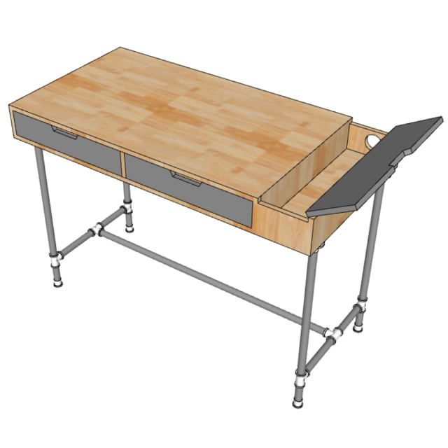 Bàn Làm Việc Chân Sắt Ống Ren Lắp Ráp TK306