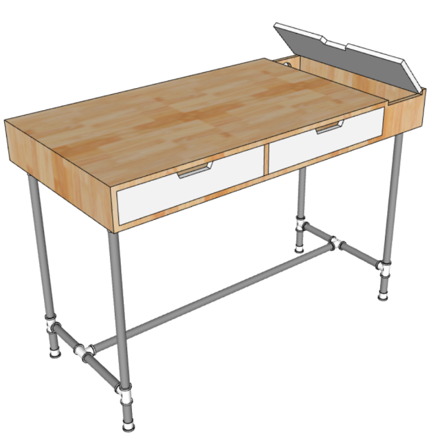 Bàn Làm Việc Chân Sắt Ống Ren Lắp Ráp TK306