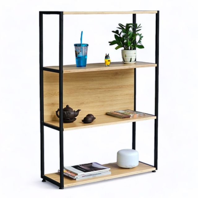 Kệ sách 4 tầng gỗ khung sắt gỗ plywood KS68218 Kệ sách 4 tầng gỗ khung sắt gỗ plywood KS68218