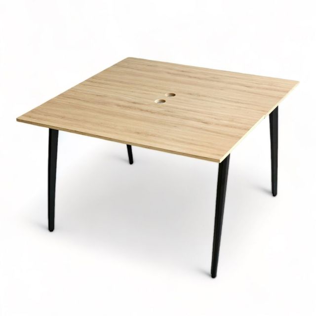 Bàn cụm 2 chỗ ngôi 120x120cm gỗ plywood chân sắt hệ Đa Giác HDG011 Bàn cụm 2 chỗ ngôi 120x120cm gỗ plywood chân sắt hệ Đa Giác HDG011