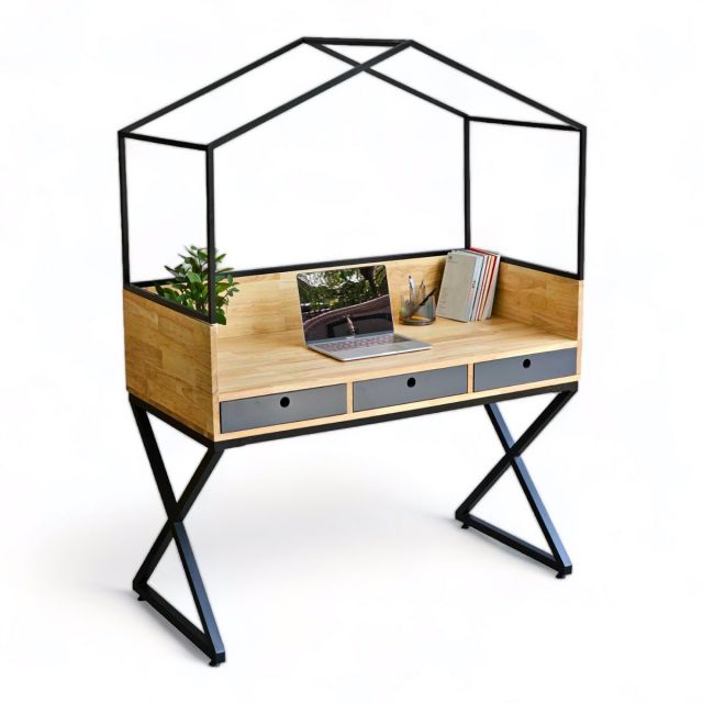 Bàn học hình ngôi nhà có ngăn kéo 120x60cm gỗ cao su FD68057 Bàn học hình ngôi nhà có ngăn kéo 120x60cm gỗ cao su FD68057