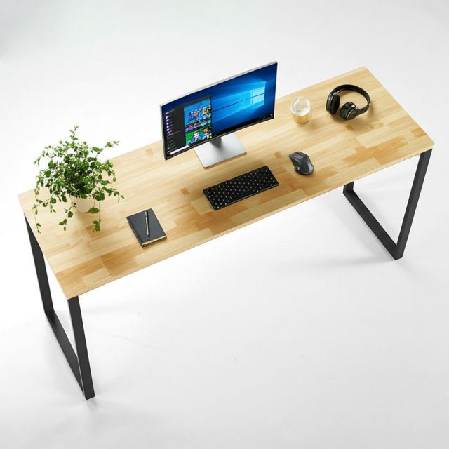 Bàn làm việc 180x60cm gỗ cao su chân sắt lắp ráp Rectang HBRT084