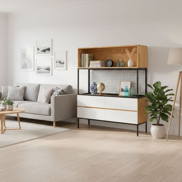 Kệ Trang Trí Gỗ Khung Sắt TK324