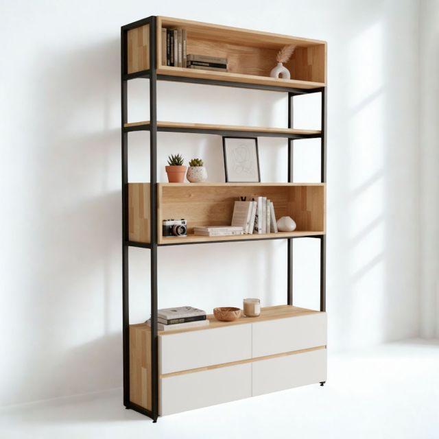 Kệ trang trí 120x35x200cm gỗ cao su KTT68043 Kệ trang trí 120x35x200cm gỗ cao su KTT68043