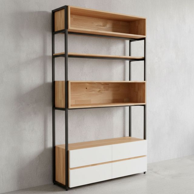 Kệ trang trí 120x35x200cm gỗ cao su KTT68043