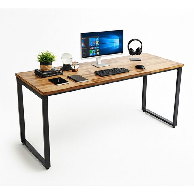 Bàn làm việc 180x60cm gỗ tràm chân sắt lắp ráp Rectang HBRT085