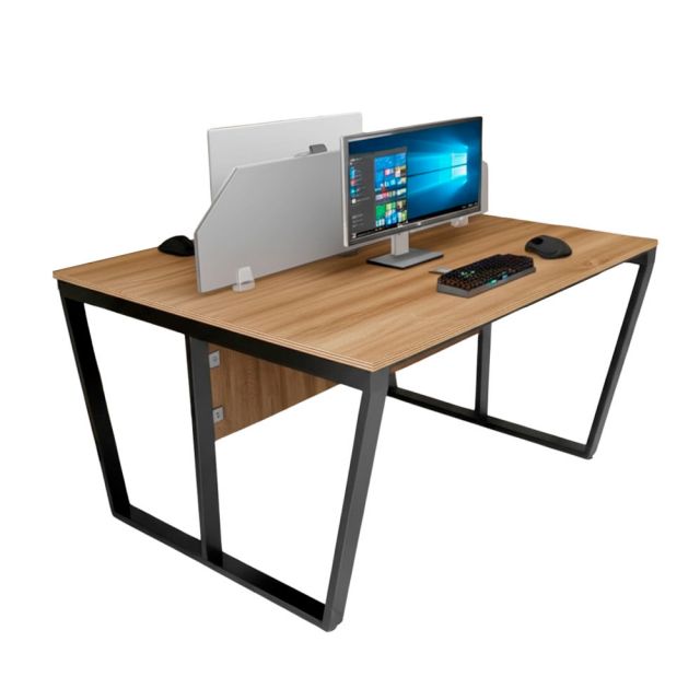 Bàn cụm 2 người có tấm chắn 120x120cm gỗ plywood chân lắp ráp HBTC049 Bàn cụm 2 người có tấm chắn 120x120cm gỗ plywood chân lắp ráp HBTC049