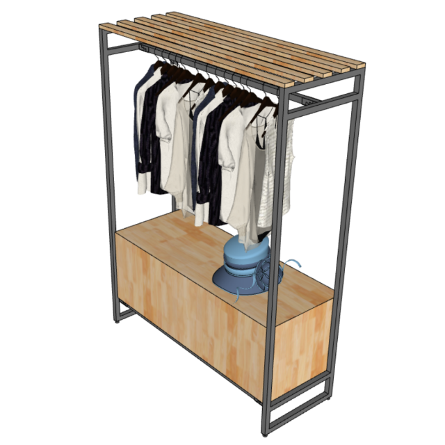 Kệ Áo Đa Năng Khung Sắt Gõ Tự Nhiên TK331