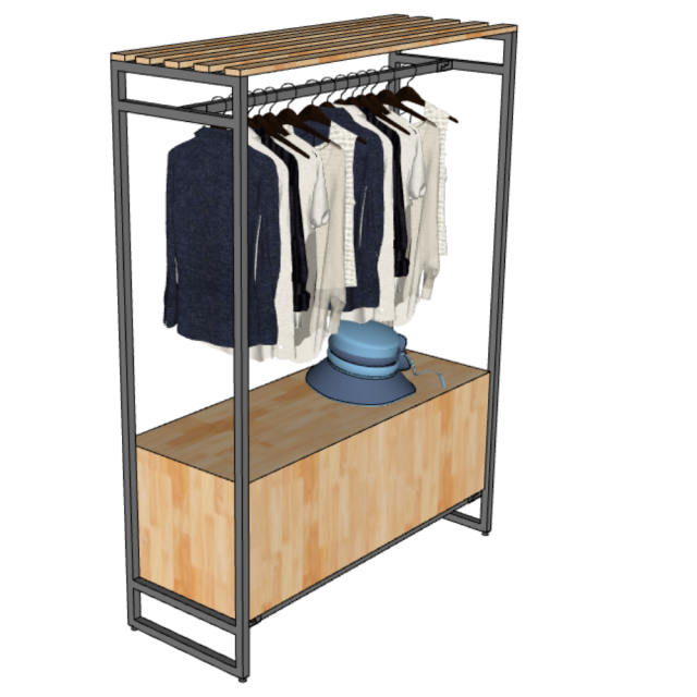 Kệ Áo Đa Năng Khung Sắt Gõ Tự Nhiên TK331
