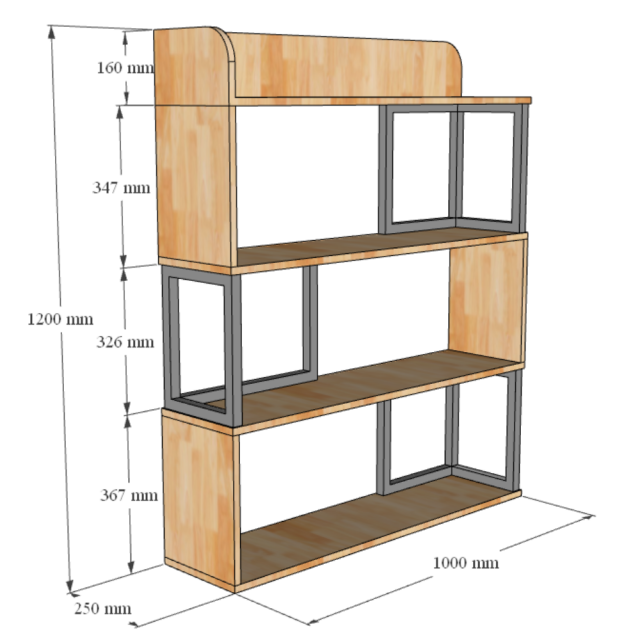 Kệ Sách Gỗ Khung Sắt 100x120cm TK337