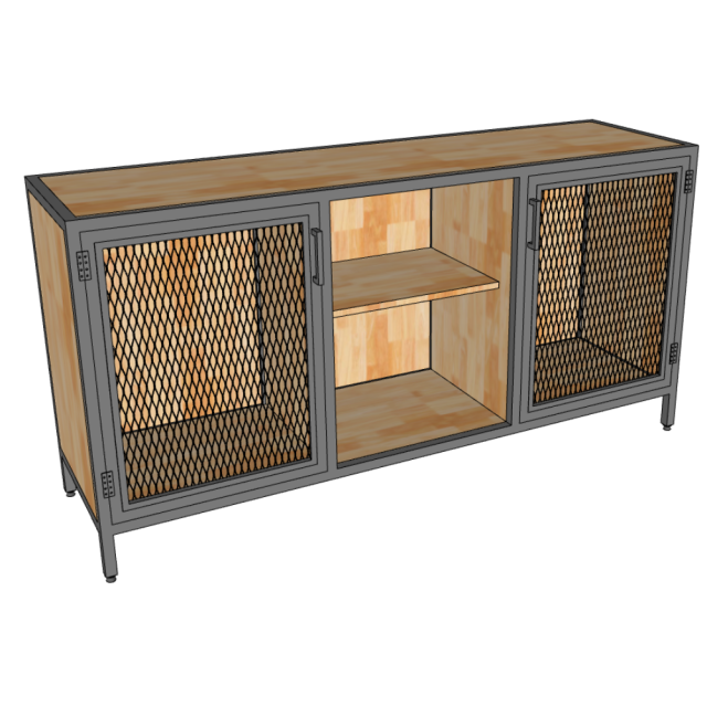 Tủ trang trí cửa lưới 160x45x80cm gỗ cao su KTB68229