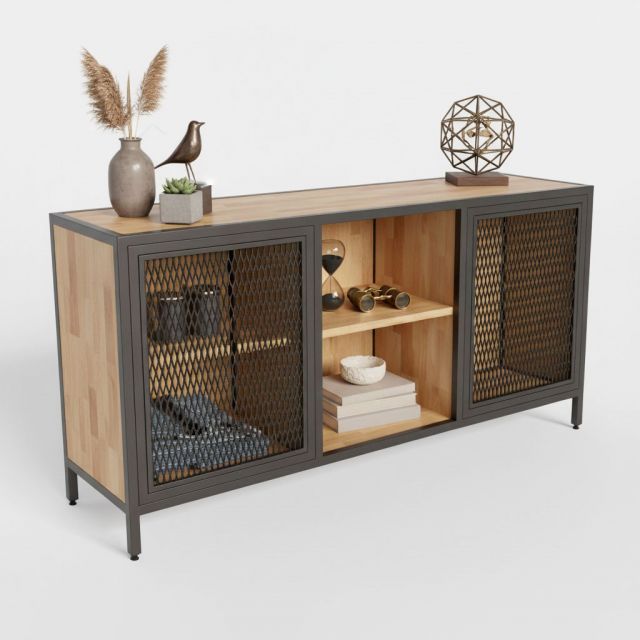 Tủ trang trí cửa lưới 160x45x80cm gỗ cao su KTB68229 Tủ trang trí cửa lưới 160x45x80cm gỗ cao su KTB68229