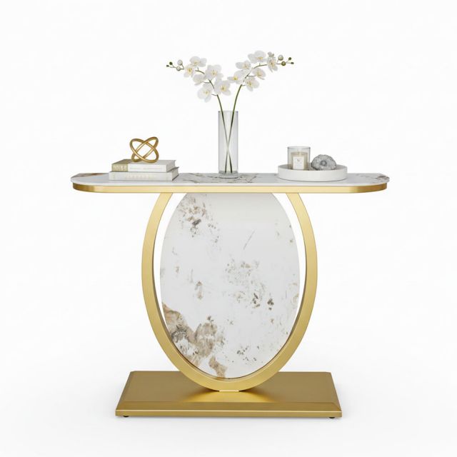 Bàn Console 120x30x85cm chân sắt mặt đá Ceramic CST065