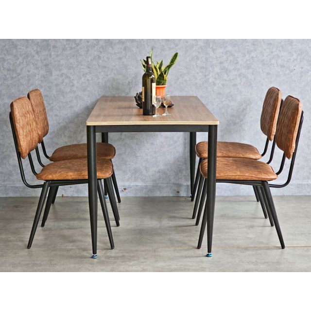 Combo bàn ăn 140x70cm gỗ plywood và 4 ghế ăn bọc nệm CBBA125