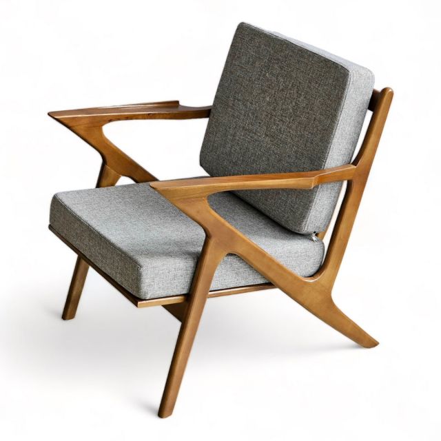 Ghế bành Z Armchair khung gỗ cao su lót nệm bọc vải bố GCF184 Ghế bành Z Armchair khung gỗ cao su lót nệm bọc vải bố GCF184
