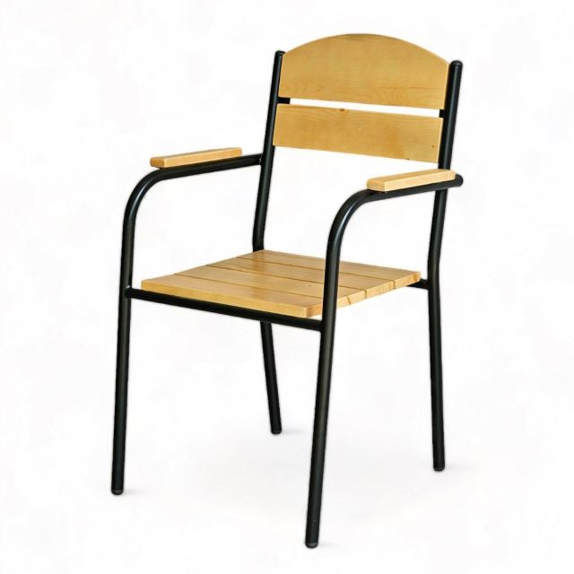 Ghế cafe gỗ thông khung chân sắt tròn sơn tĩnh điện GCF190 Ghế cafe gỗ thông khung chân sắt tròn sơn tĩnh điện GCF190