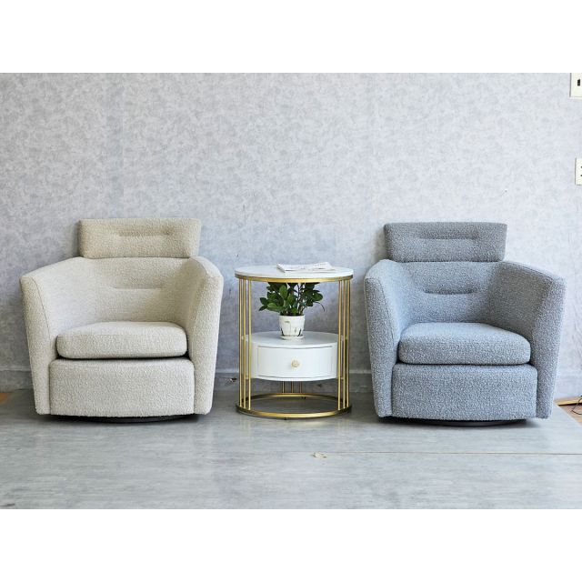 Ghế sofa xoay WEALTHY bọc vải BOUCLÉ xám trắng GSD68087