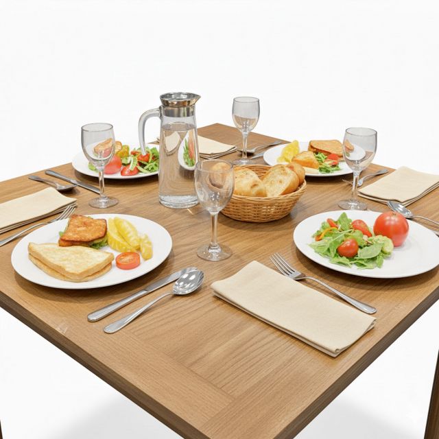 Bàn ăn Louis vuông 80x80cm chân gỗ họa tiết gỗ sồi BA68175