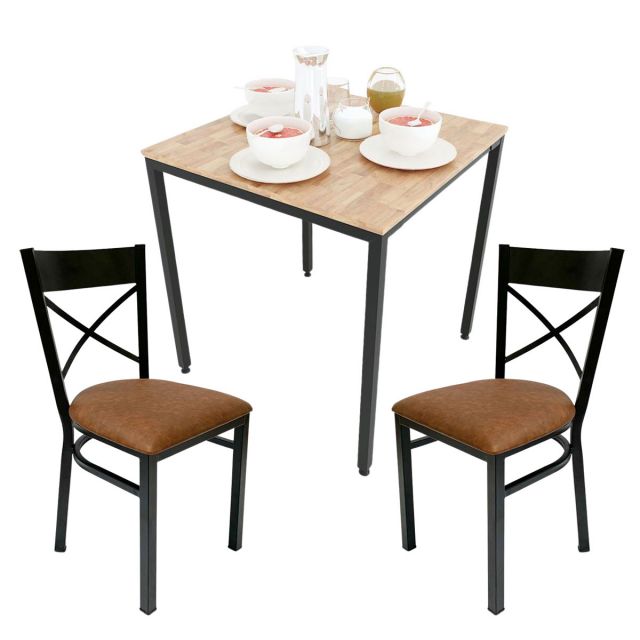 Combo bộ bàn ăn vuông và 2 ghế sắt bọc nệm CBBA156