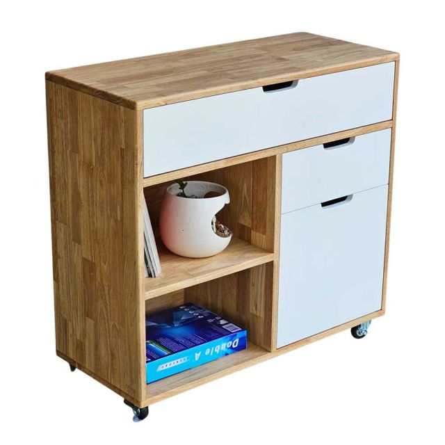 Tủ ngăn kéo di động 80x35x70cm gỗ cao su KTB68157 Tủ ngăn kéo di động 80x35x70cm gỗ cao su KTB68157