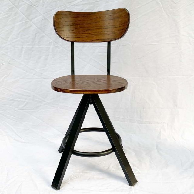 GCFSK46 - Ghế cafe gỗ chân sắt có lưng tựa