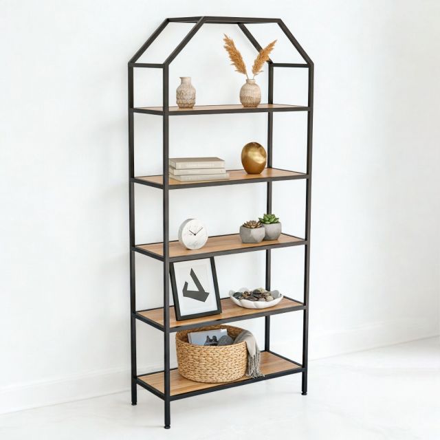 Kệ sách trang trí HOME-SHELF khung sắt gỗ cao su KTB68051 Kệ sách trang trí HOME-SHELF khung sắt gỗ cao su KTB68051