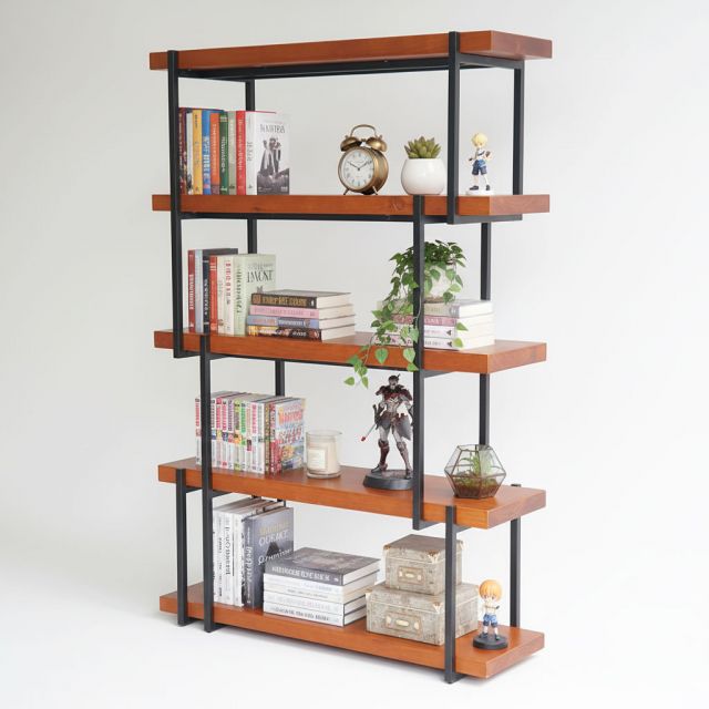 Kệ sách LAM-SHELF 100x34x150cm gỗ thông khung sắt KTB68041 Kệ sách LAM-SHELF 100x34x150cm gỗ thông khung sắt KTB68041